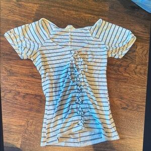 Striped Lace-Up Women's Top